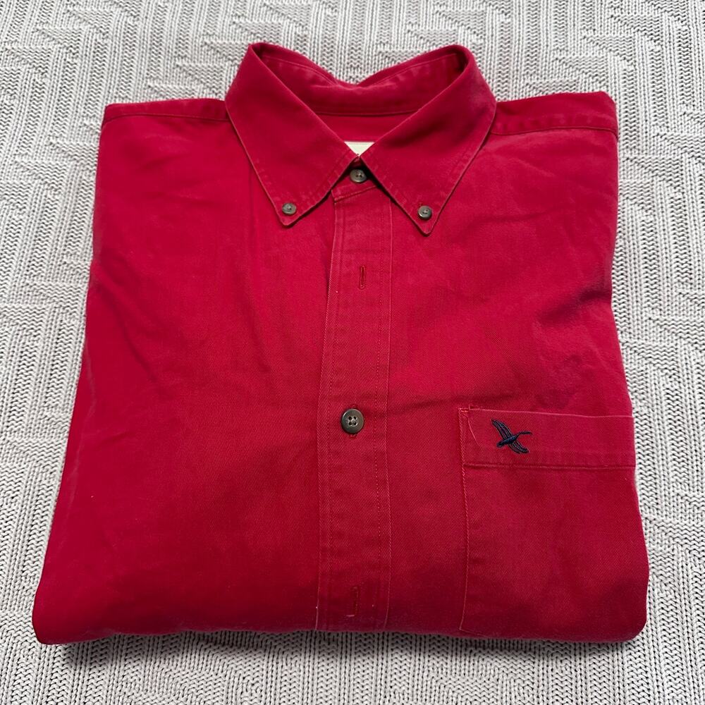 Vintage Eddie Bauer Solid Red Button Down Size M - image 1